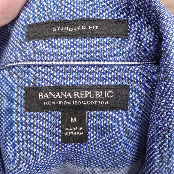 BANANA REPUBLIC NON-IRON STANDARD FIT BLUE BUTTON UP DRESS SHIRT MENS SIZE M - Picture 6 of 6